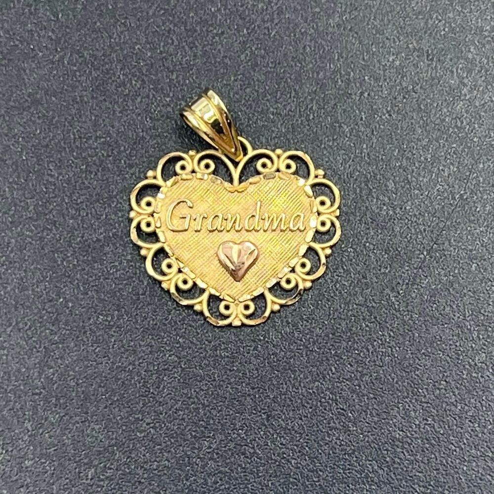 Michael Anthony Signed 14K Yellow Rose Gold Heart Pendant "Grandma"